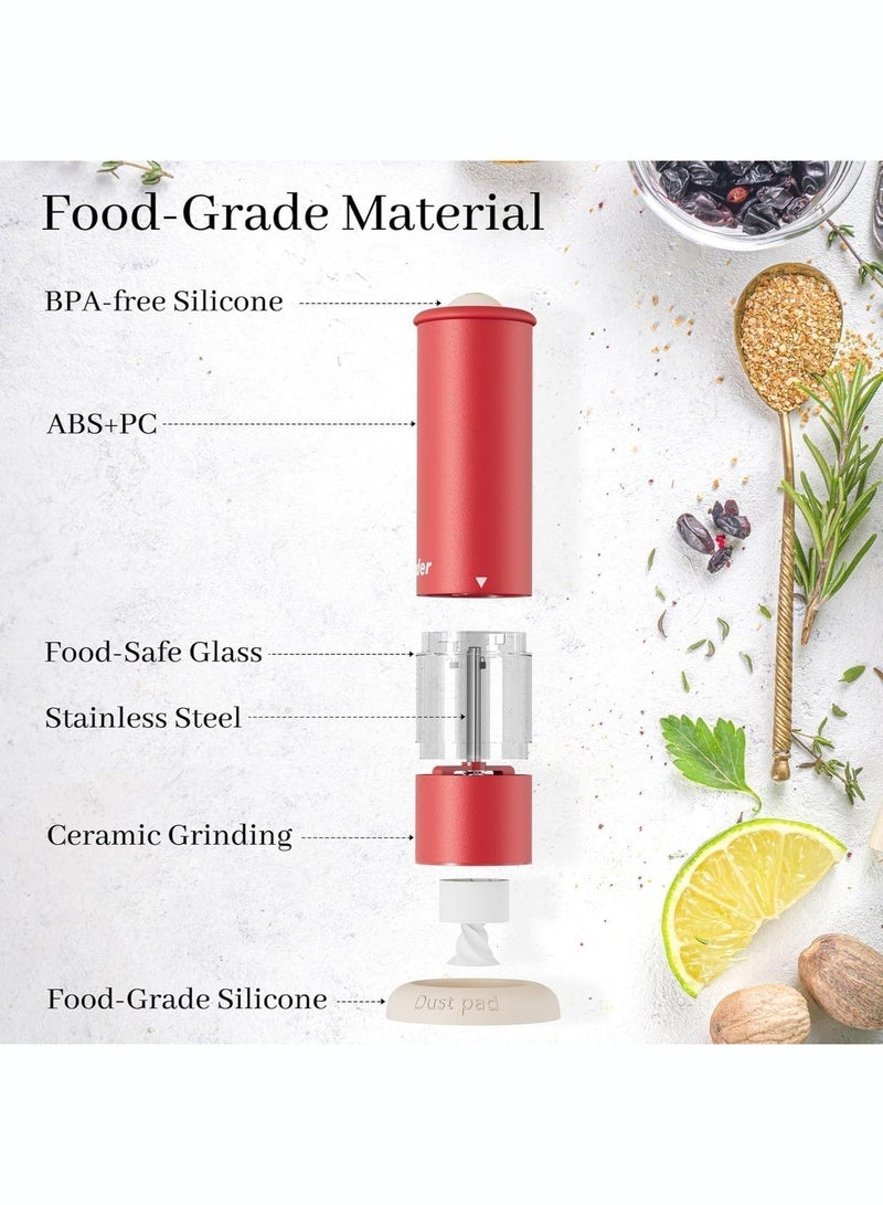 Joybos Rechargeable Electric Pepper Grinder - Barbecue Seasoning Mill Gadget, Adjustable Coarseness Ceramic Burr, Pure Copper Motor, One-Hand Use, Wireless Type-C, with Base, Stainless Steel + Silicone, Ideal for Kitchen, BBQ, Camping, Restaurant, Gift Giving - Image 5
